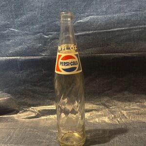 Pepsi-Cola Clear Glass Bottle with Red and Blue Logo